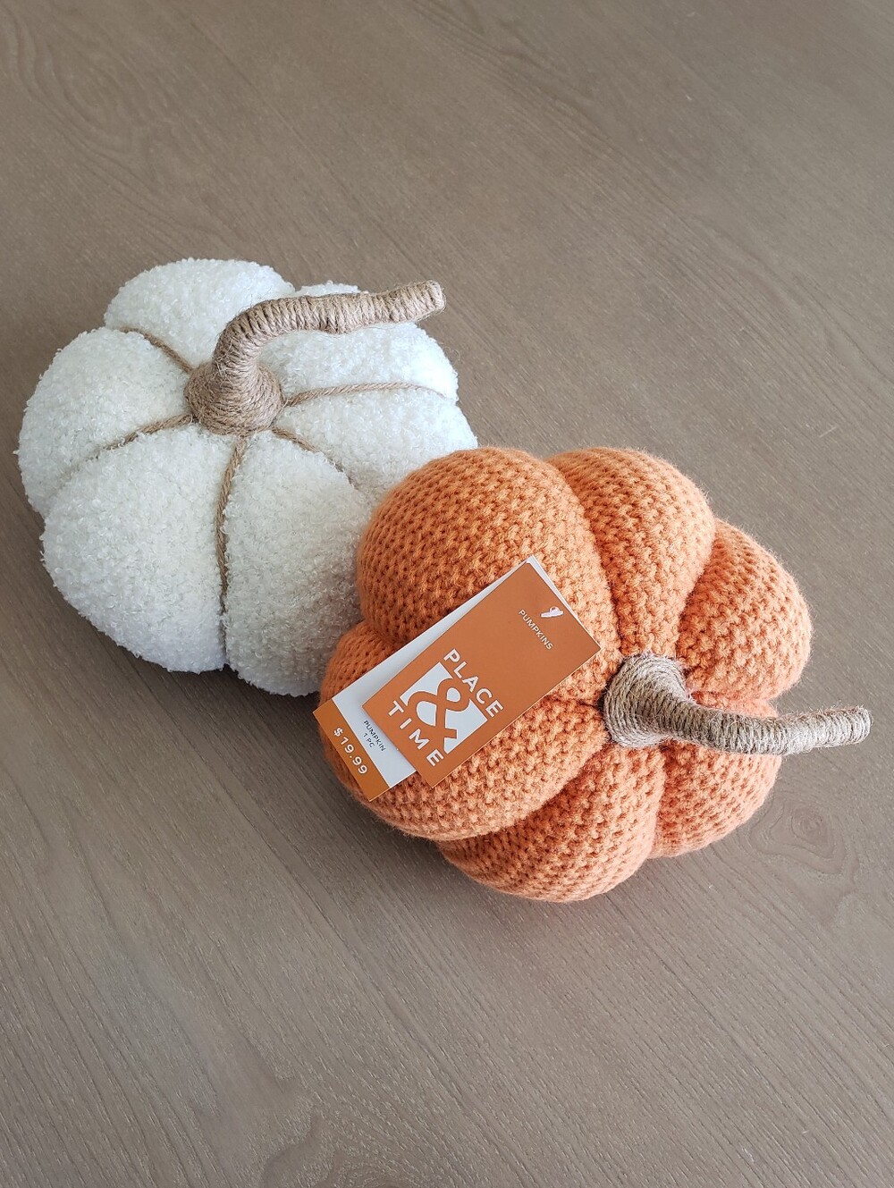 Set Of Two Plush Pumpkins, Cream & Orange